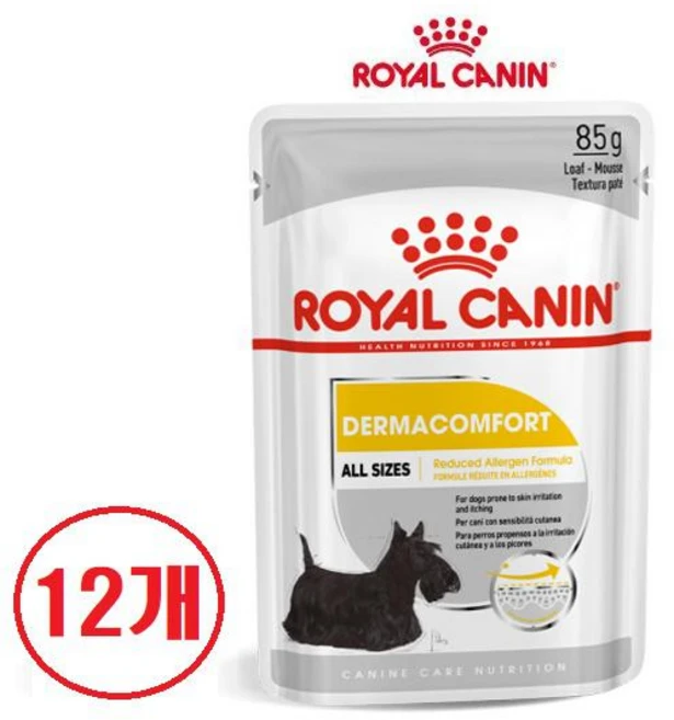 로얄캐닌 더마컴포트 파우치 85G 12개 1박스 피부 습식 사료 - 쿠팡