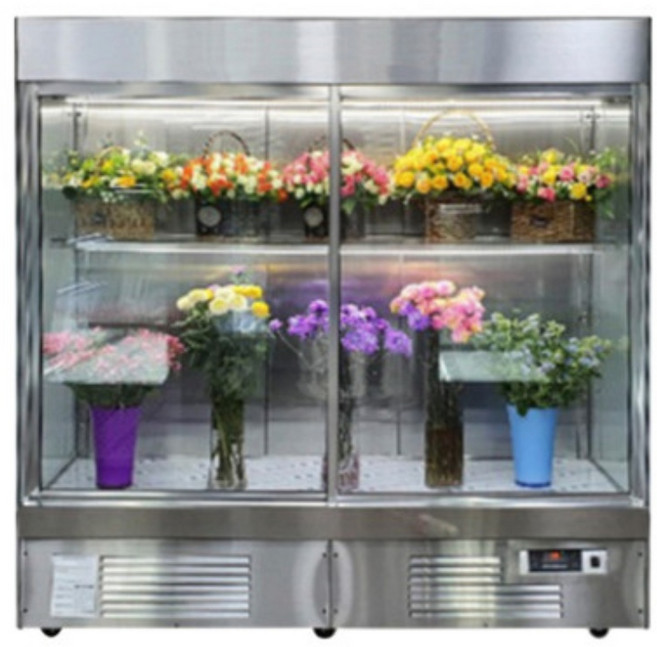 다이아 꽃 미닫이진열장1800 스텐 UKGS-S1800BFH 가게, 주백색-내츄럴화이트