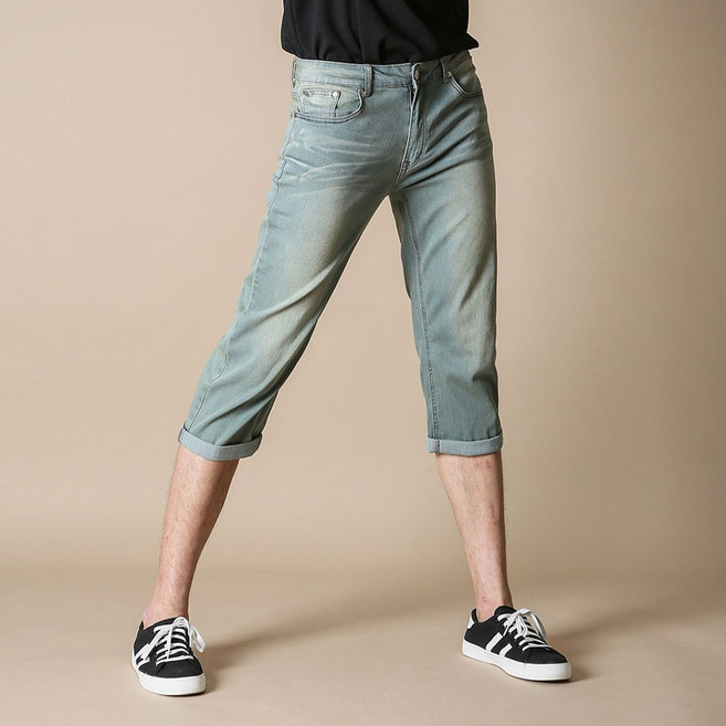 블루포스 라코토 7부 청반바지 세미슬핏 워싱 숏팬츠