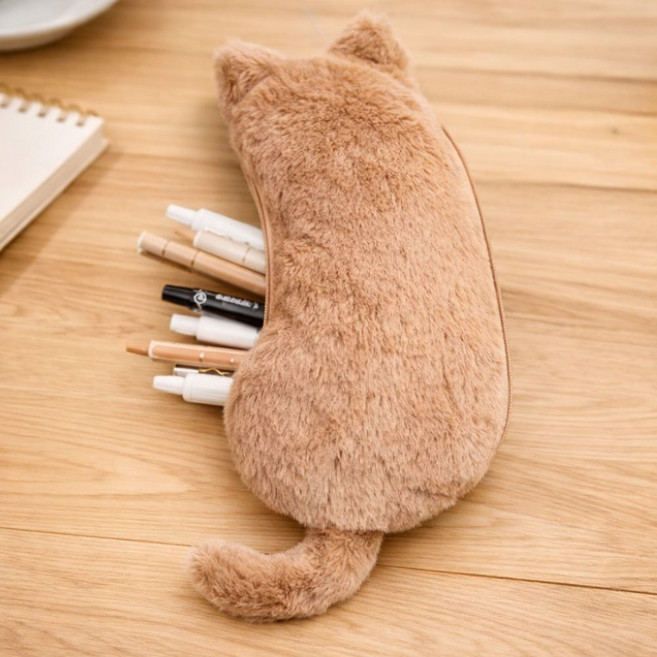 귀여운 고양이 필통, 1개, 모카