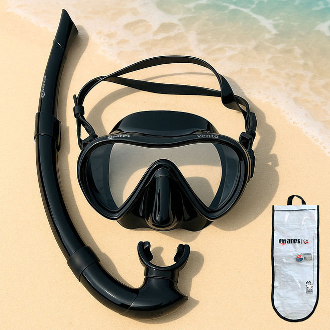 마레스 벤토 스노클링 다이빙세트 성인용 1안식 프리다이빙, Black