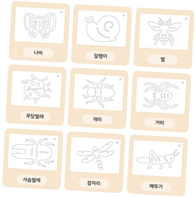 곤충 물감 찍기 도안 9종세트 물세척 재사용가능 스텐실 카드 미술활동 유아미술활동