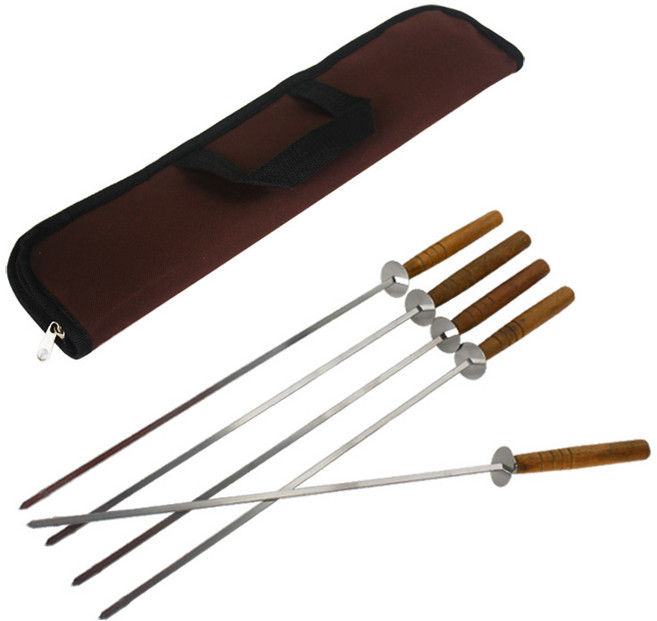 원목 바베큐 1열 꼬치구이 세트, 혼합색상, 1세트