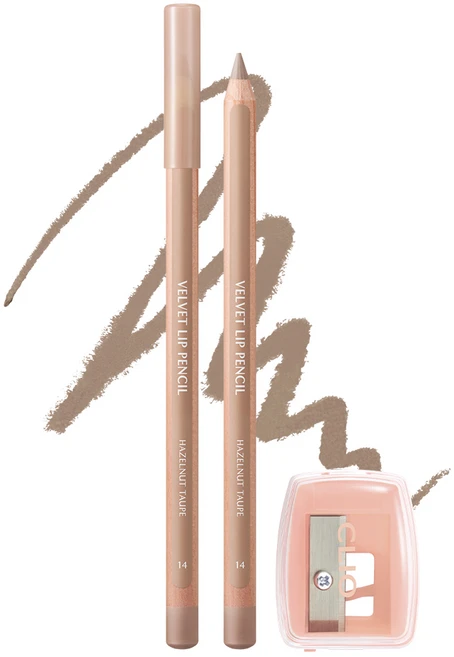 클리오 벨벳 립 펜슬 기획세트 (본품+샤프너 구성), 014 헤이즐넛토프, 1.45g, 1개 - 쿠팡