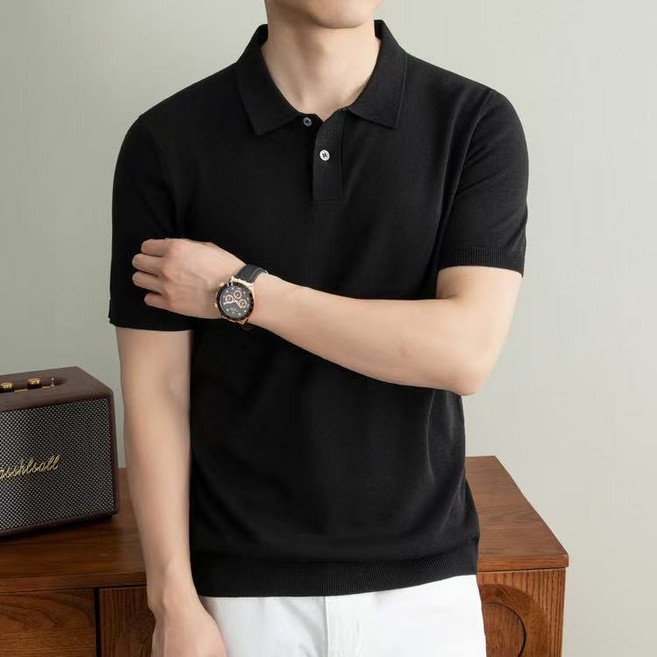 J nd O남성 봄여름 깔끔한 데일리 반팔 카라 니트