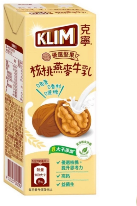 克寧 核桃燕麥牛乳 198毫升, 198ml