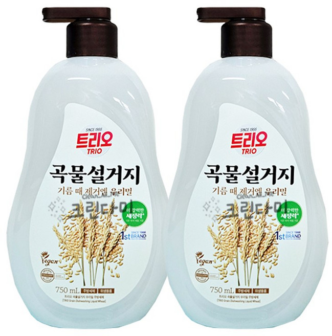 트리오 곡물설거지 주방세제 우리밀 용기 750ml, 2개