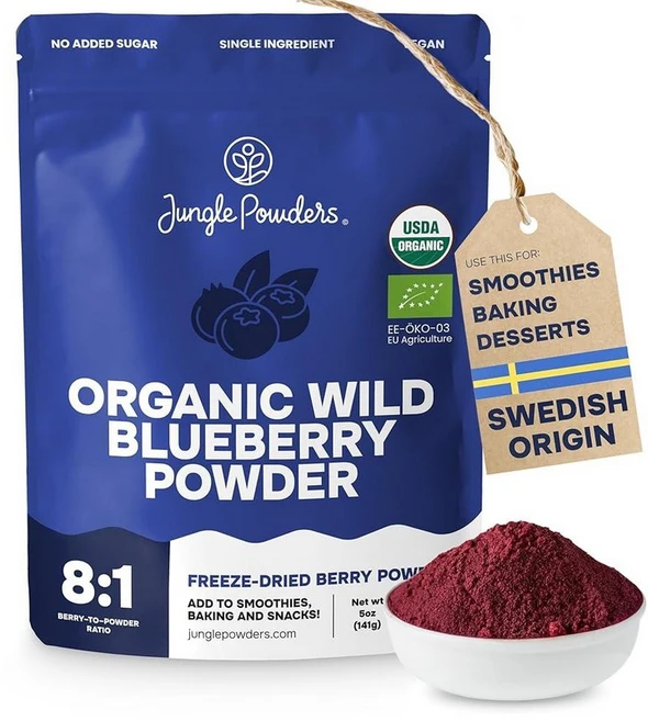 와일드 블루베리 파우더 유기농 141.7g(5온스) 백 USDA 인증 및 타사 실험실 테스트 - 항산화 리치 스무디 동결 건조 블루베리 유기농 블루베리 추출물 전체 건조 블루베, 1개 - 쿠팡