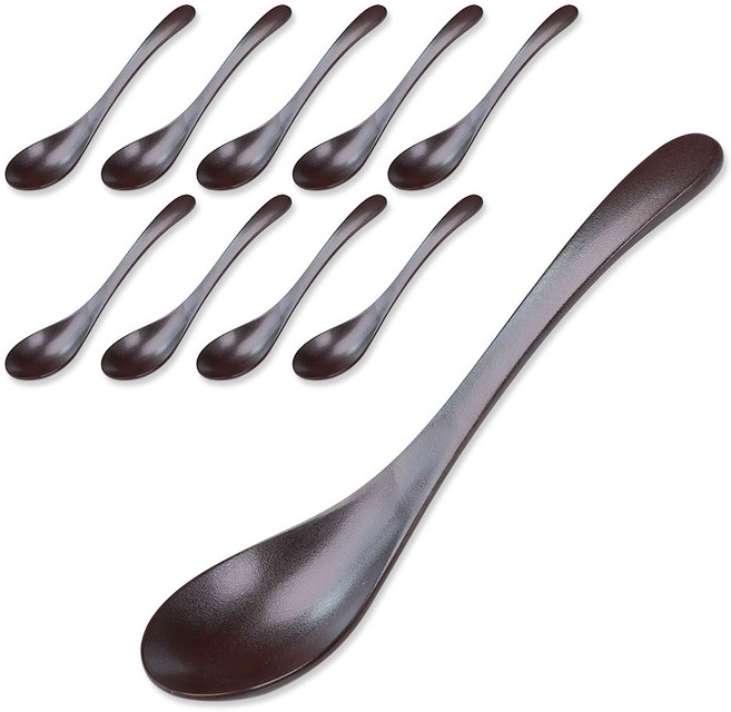키치노 YK 긴 우동 스푼 10P 비쥬 멜라민 업소용 일식, 1세트, 10개, YK비쥬833긴우동스푼 브라운