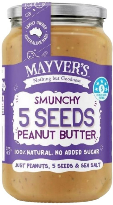 MAYVER'S 5種種子花生醬 375公克 無添加糖 澳洲製造, 375g, 1個