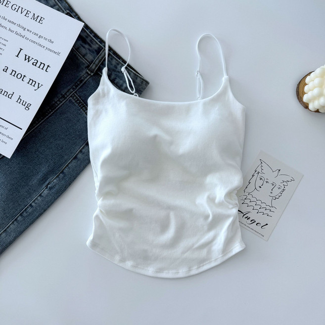 Asure 여성 다채로운 캡내장 디자인 슬림핏 이너웨어 셔링 끈나시