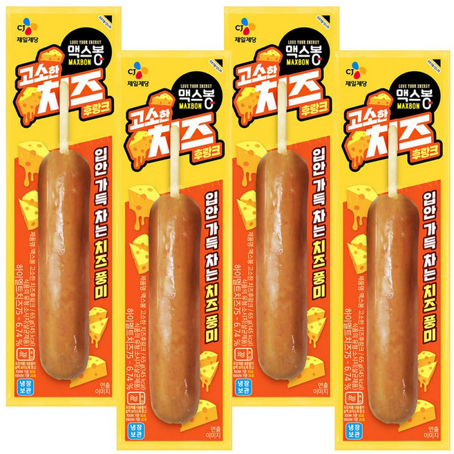 PB 맥스봉 후랑크 고소한치즈맛 65g, 4개