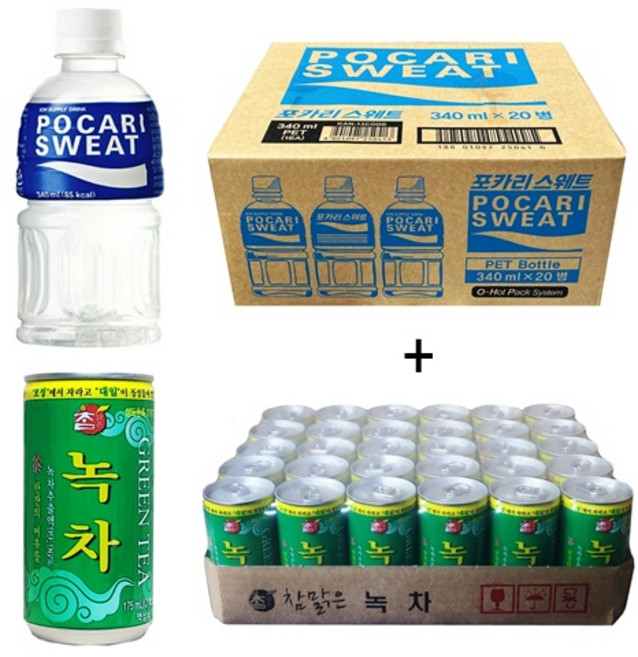 포카리스웨트 340ml(20pet) + 참맑은 녹차 175ml(30캔), 50개, 340ml