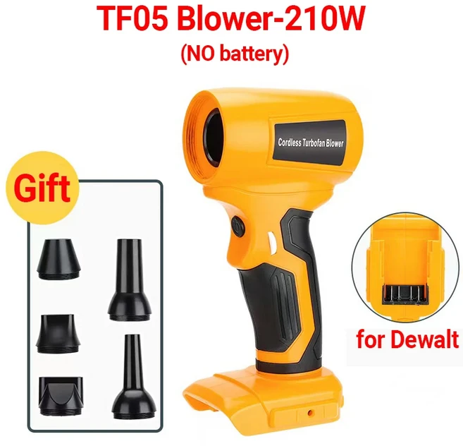 마키타/디월트/밀워키/보쉬 130000RPM 4단 속도 조절 휴대용 터보 제트 팬 에어 블로워 자동차 강력 블로워, [01] For Dewalt