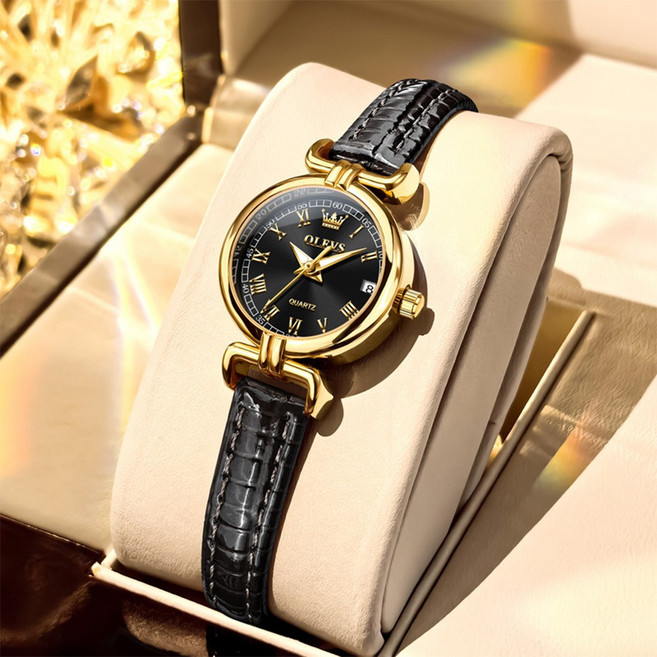 OLEVS 여성손목시계 정품쿼츠 럭셔리 명품 워터프루프 야광 일력 가죽