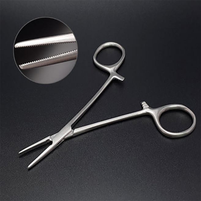의료용겸자 모스키토 포셉 니들홀더 클램프 겸자가위 직/곡12.5cm, 1개, 모스키토 12.5cm 직
