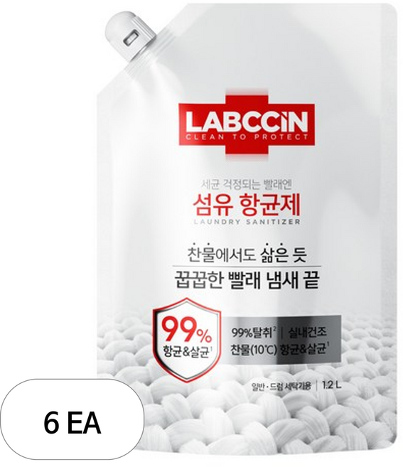 랩신 섬유 항균제 상쾌한 솔잎향 리필, 1.2L, 6개