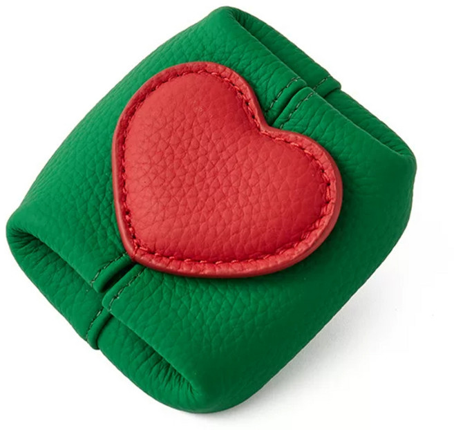 소가죽 하트 오픈형 동전지갑 키링 열쇠고리