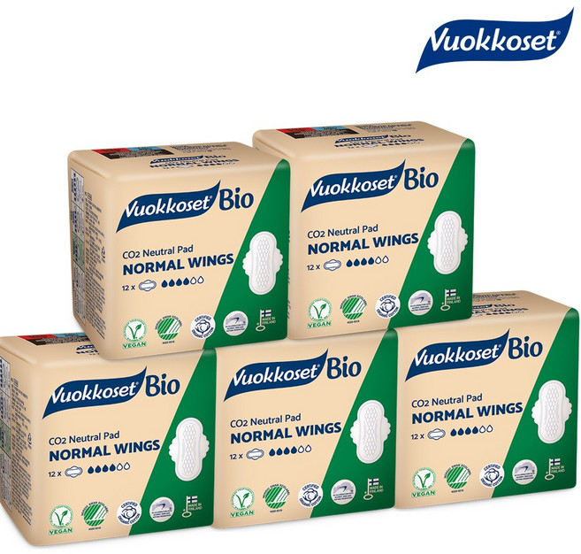 뷰코셋 바이오 노말 윙 소형 생리대 날개형, 12개입, 5세트