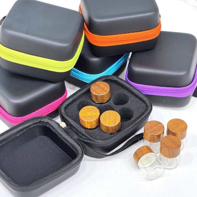 휴대용 공병 파우치 세트 (파우치+유리공병 7개) 잉크 소분병 수납함, 1개, 블루