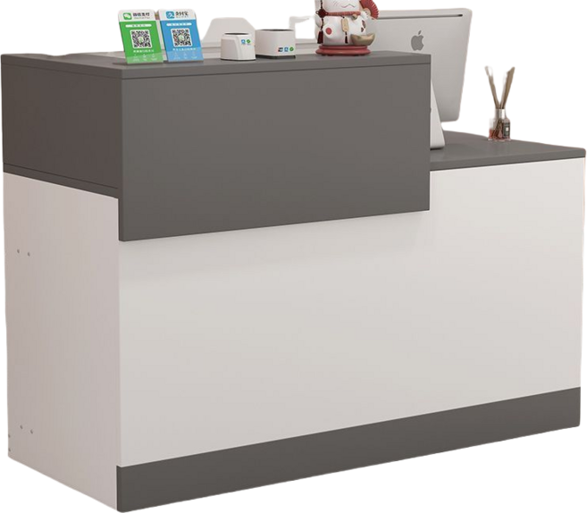 식당카운터 계산대 카페 미용실 카운터데스크 인포메이션데스크 업소용카운터, 100cm, 그레이+화이트(왼쪽이 높음)
