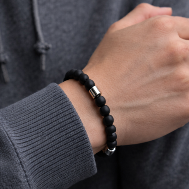 남자 블랙 무광 데일리 모던 팔찌