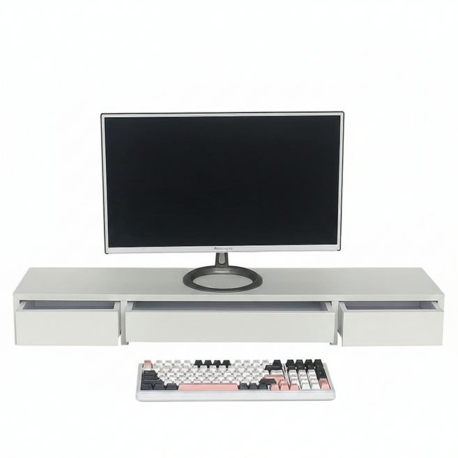 어반데코 모니터받침대 화이트1000 3서랍형 듀얼 모니터거치대, 1개