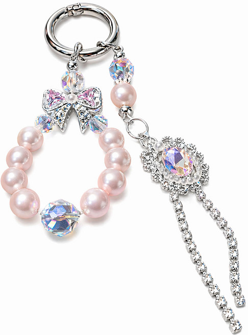 Goodatech 크리스탈 핸드폰 스트랩 손목 줄 키링 장식 분실 방지 강력 고정 가벼운 휴대폰 액세서리, 1개, GD-A2-핑크