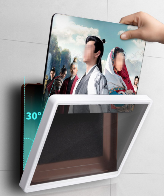 아이레노 360도 회전 욕실 태블릿 거치대 방수 케이스 벽걸이형 샤워실 반신욕 독서대 거치대, 1개, 화이트, 360°업그레이드형