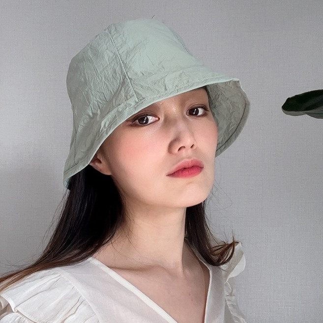주름 무지 가벼운 벙거지 모자 버킷햇 4color