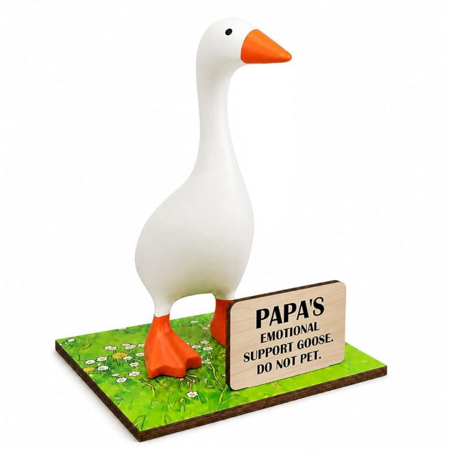 SUSZDOU Desk Goose-Papa's Emotional Support Goose Sign Magnetic Key Holder with Wooden Base Funn, SUSZDOU Desk Goose-Papa's Emot