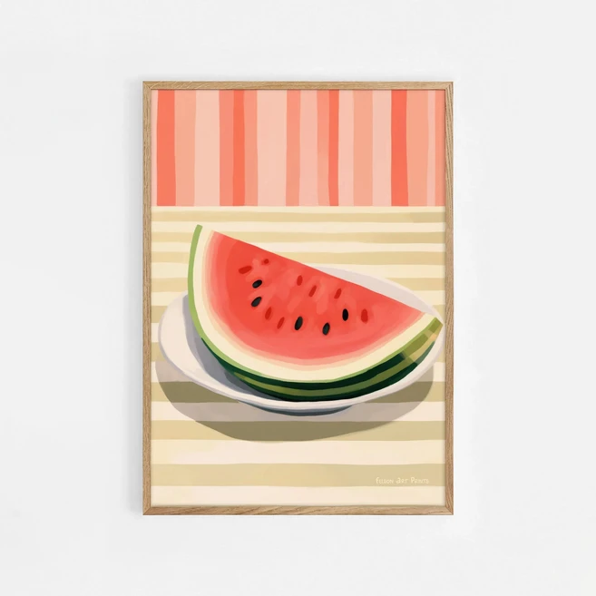 Maximalist 모던 추상 과일 벽 아트 프린트 오렌지 복숭아 딸기 수박 토마토 레몬 무화과 캔버스 포스터 홈, 04 30x40cm No Framed, 06 04