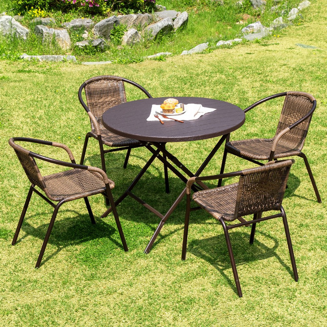 아르망 900 원형 유로 39번 4인 야외 테이블 세트, 브라운, 선택:브라운