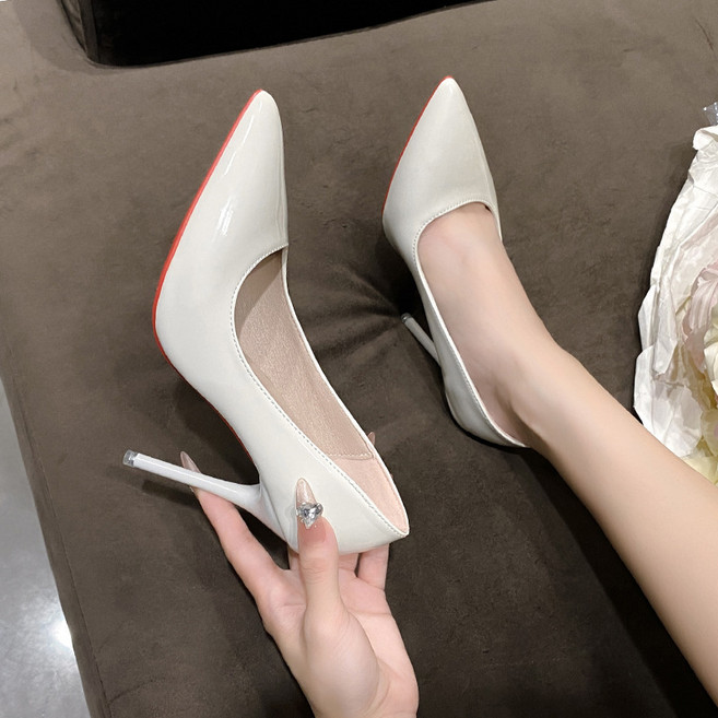 투니스 여성 무드 단색 유광 스틸레토 힐 7cm