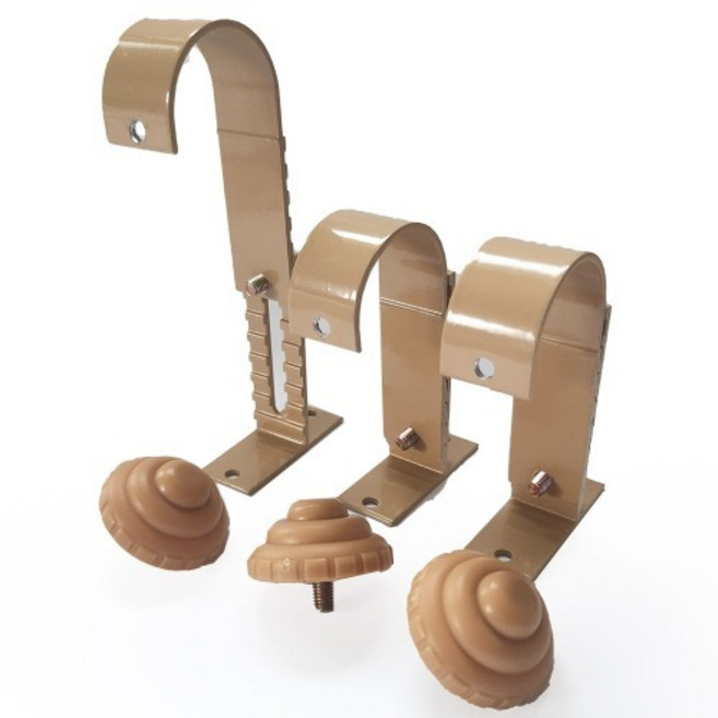 알미늄 2단 커튼 브라켓 35MM 3P(브라운) 3541 커튼봉 링 설치 부속