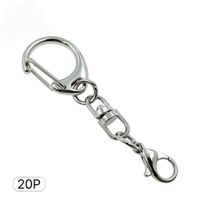 더블유제이 해골열쇠고리 20개입 열쇠고리 부자재 디고리 회전고리, 1세트, 실버