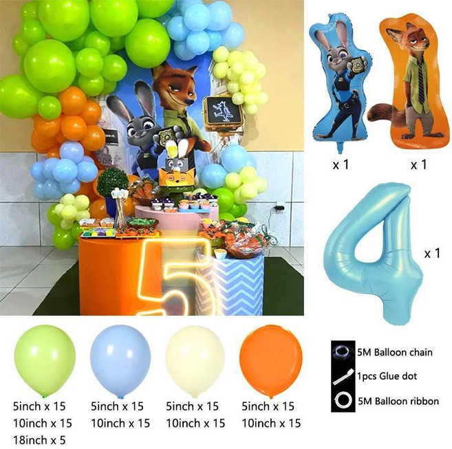 주토피아 파티 풍선 만화 주디 닉 알루미늄 포일 가랜드 키트 라텍스 생일 장식, 1개, 27. R1116-4