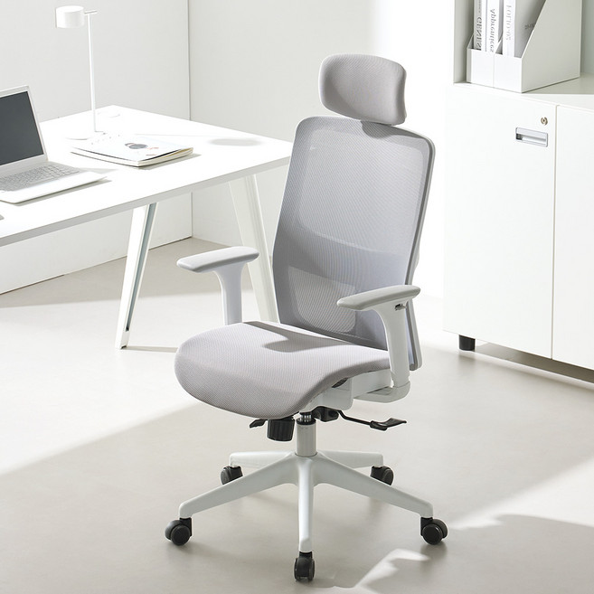 체어스코 국내생산 에어블 프로 풀메쉬 책상 컴퓨터 사무용 사무실 공부 학생의자 조절팔세트, 스톤그레이