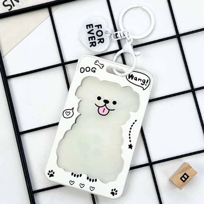 명찰 교통 사원증 버스 릴홀더 캐릭터 카드 케이스, 1개, 10.강아지_키링타입_케이스