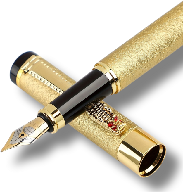 프리미엄 고급 매트 펜 바디 드래곤 헤드 만년필, 골드, 0.5mm