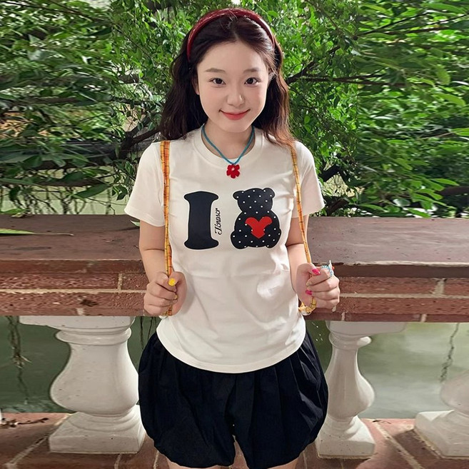 메이킹유 도트 프린팅 슬림핏 WC621865러뷰반팔티