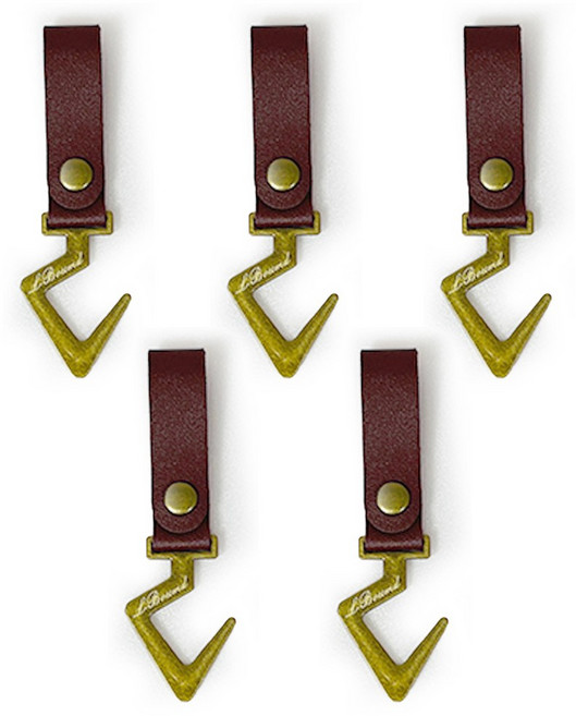 엘바운드 캠핑 메탈 가죽 인디언 행어 고리 5p 세트, 5개, 초코브라운