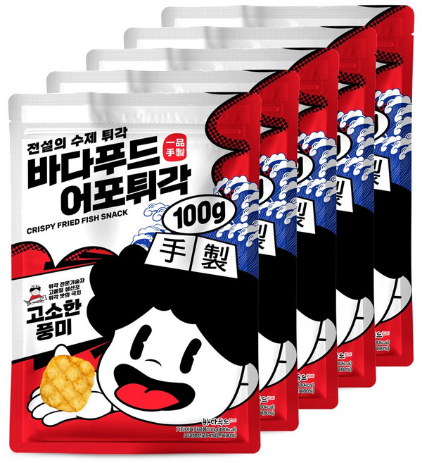 바다푸드 어포 튀각 일품수제 튀김쥐포 주전부리, 100g, 5개