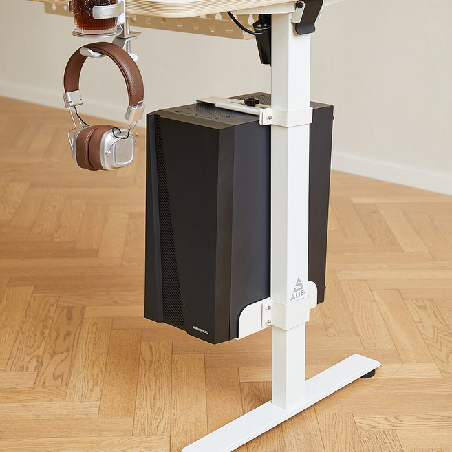 아우스 FJA04 피씨홀더 모션데스크 본체받침대 컴퓨터 본체받침대 PC홀더 컴퓨터본체홀더 FJ03 05전용 데스크탑 받침대 PC정리대, 화이트