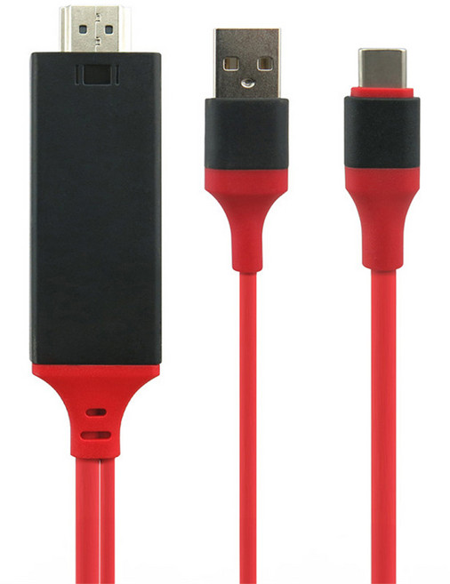 手機HDMI轉接線 USB轉電視線 適用Type-C/安卓手機 隨插即用 無須熱點, 紅色Type-C-HDMI支援Netflix, 1個, 200cm