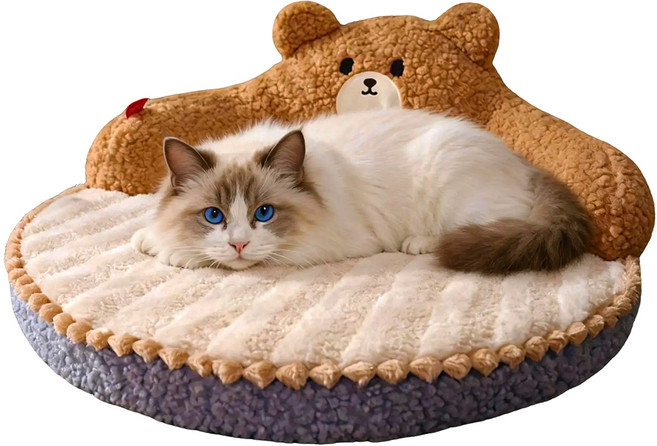 란웨이 반려동물 곰돌이 스웨이드 방석, 1개, 브라운,