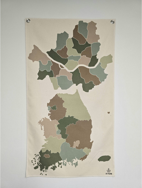 여행지도 시리즈 유럽 아시아 서울국내 세계 패브릭 포스터 커플선물 뱃지 마그넷 보관, 서울국내지도, 그린&브라운