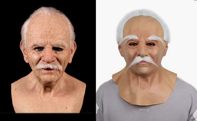 산타클로스 분장 가면 코스튬 할머니 할아버지 서양인 백인 노인, 1개, 머리 있는 할머니