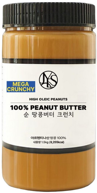 야스티 순 땅콩버터 크런치 100% 무첨가 1.5kg, 1개, 100g