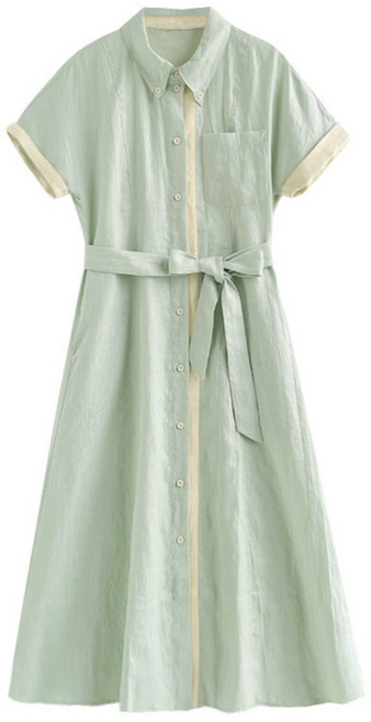 LUNATURE 여성 셔츠형 롱 원피스 허리라인 빅사이즈 하객룩 데이트룩 데일리룩